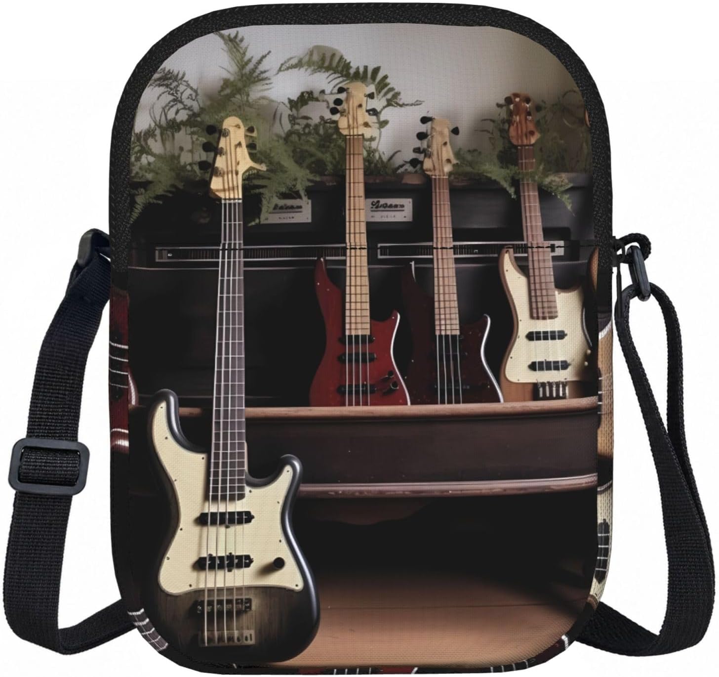 Small Crossbody Bags For Women Cell Phone Purse Guitar Bass Music Musical Instruments Messenger Bag Zipper Sling Purses Travel Shoulder Handbag