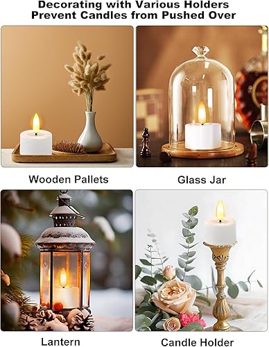 Miniatura 5 de Velas de té recargables sin llama con temporizador, Romote, vela votiva pequeña de 1.5 x 1 pulgada, funciona con pilas, velas LED eléctricas para