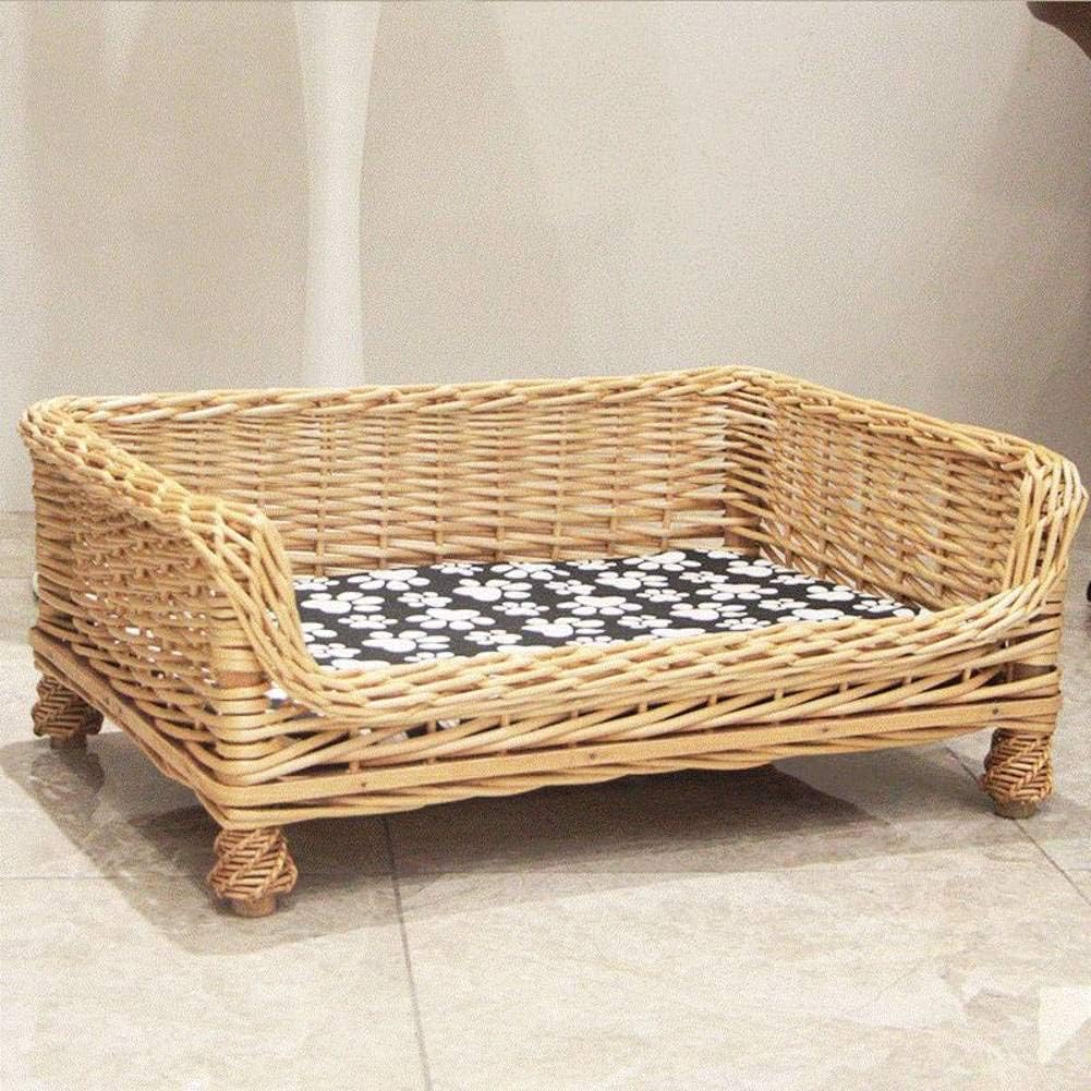 Wicker Dog Bed, Waterproof Durable Rattan Elevated pet Bed
