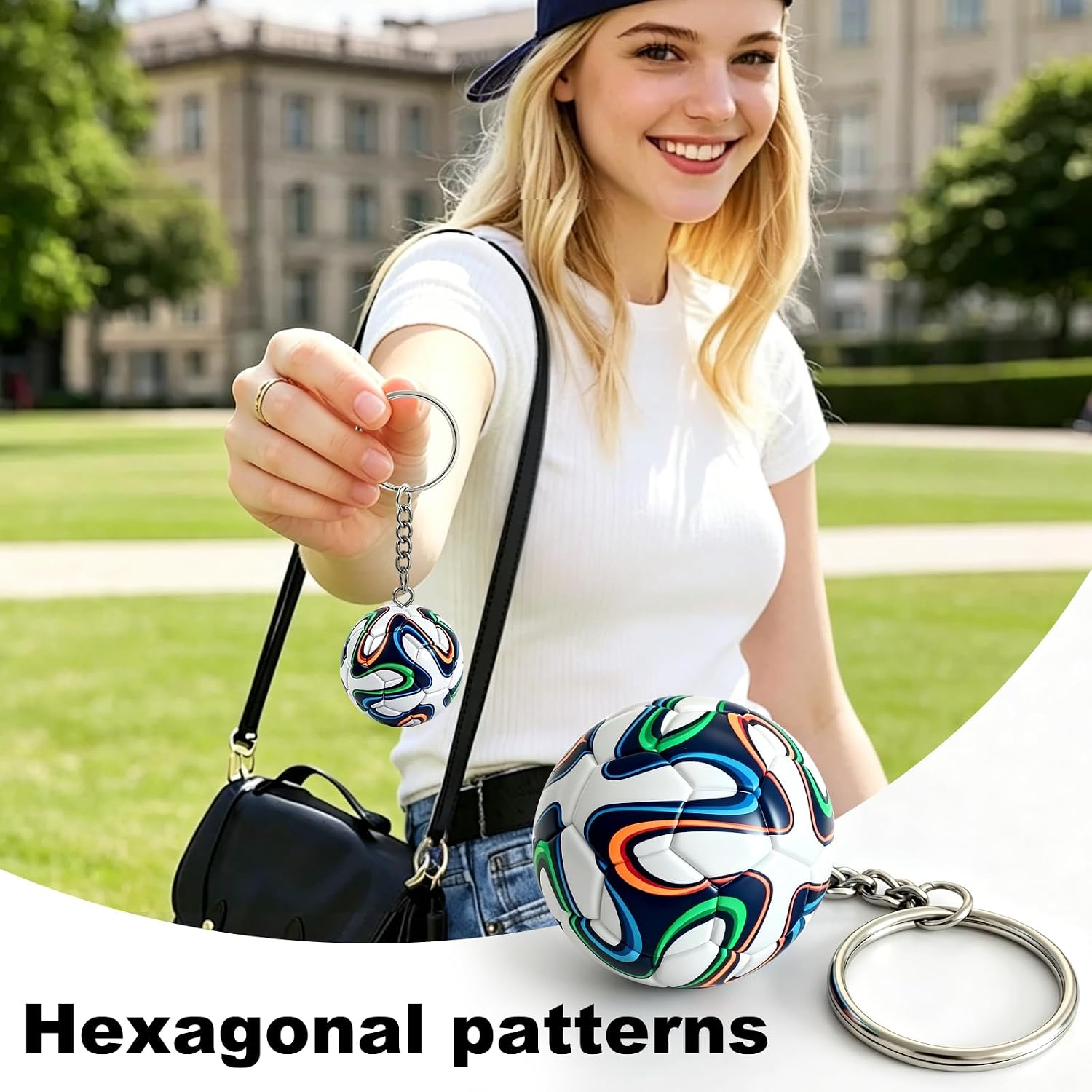 Simulation Football Keychain, Sports Ball Pendant for Backpack Charm, Cool Soccer Accessories, Gift for Men and Fans