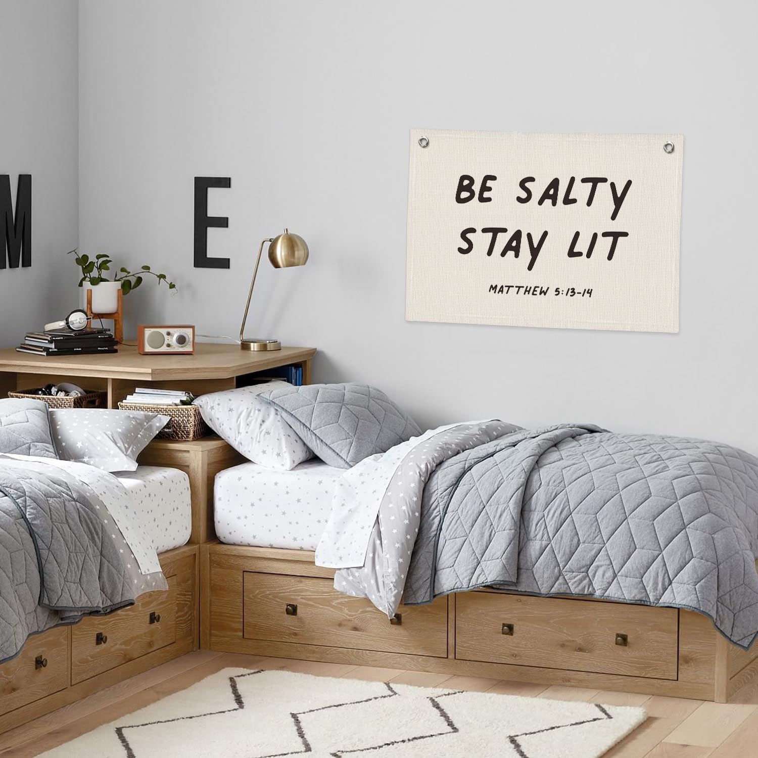 Be Salty Stay Lit Bible Verse Banner,Christian Wall Hanging