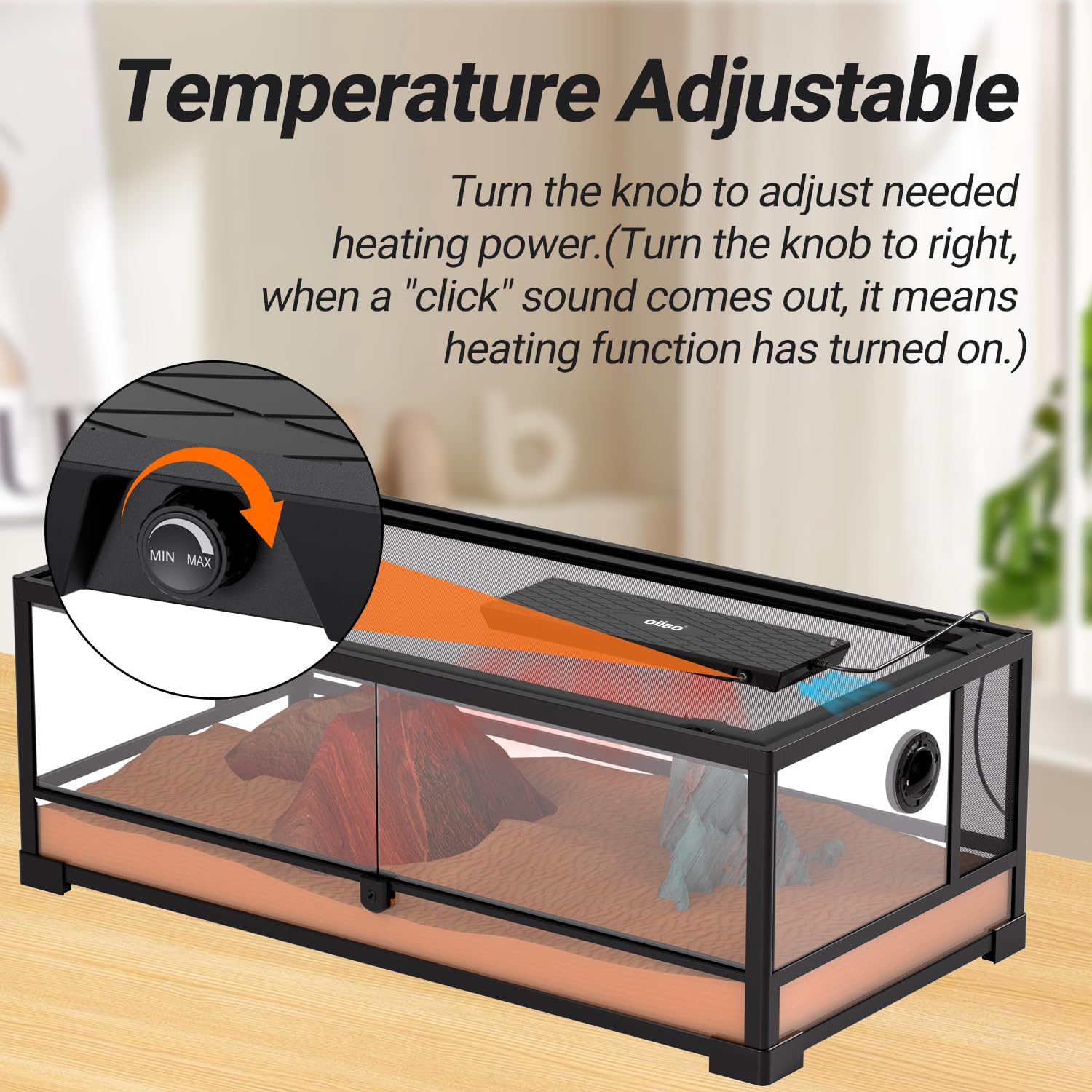 Reptile Heat Panel Einstellbare Temperatur Reptilien Heizpaneel Ventilator für Terrarien Energieeffizient & Nicht Licht Reptilien Heizplatte für Schlangen, Schopfgecko, Leopard und Amphibien