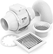 Dryzone In-Line Extractor Fan Kit with Timer (100mm, White) | For Lofts or Ceiling Voids | Includes External & Internal Vents, Flexible Ducting