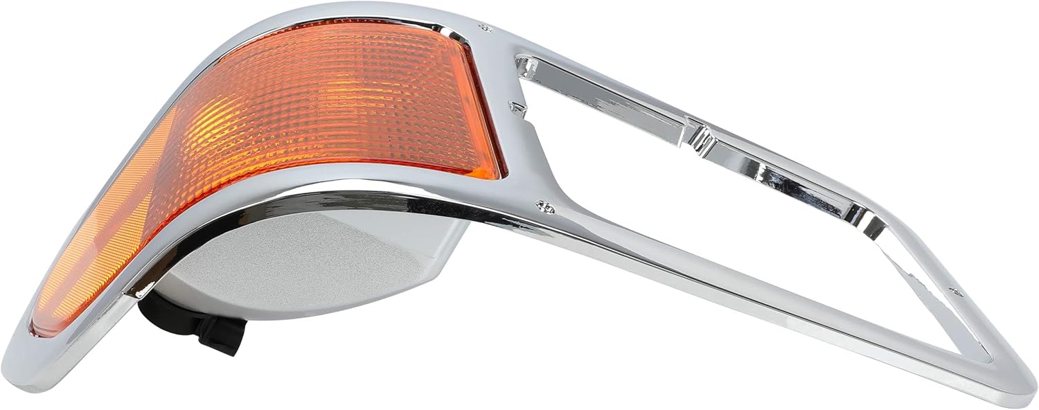 ECOTRIC Passenger Side Corner Signal Lights Lens w/Headlight Bezel Compatible with 2000-2015 Ford F650 F750 Right Replacement for FO2521196 & YC3Z13200AA