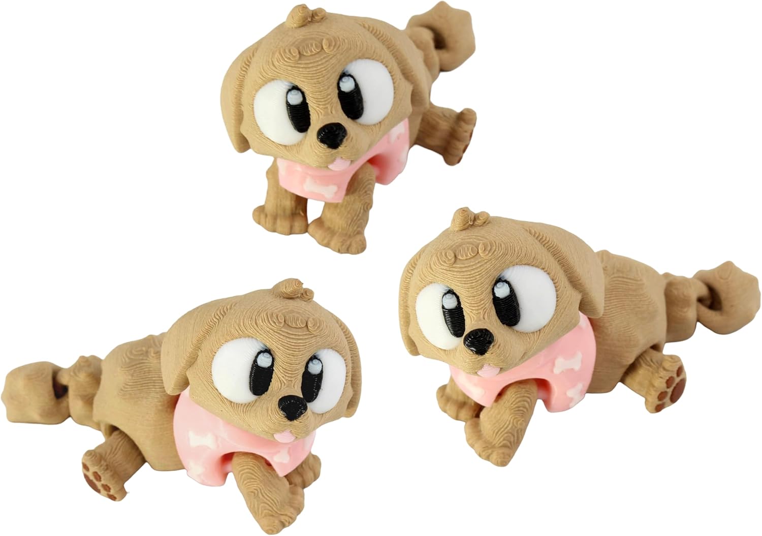 3D Printed Articulated Fox Fidget Toy 3 Pack – Flexible Cute Animal Desk Decor, Adult Stress Relief Collectible – 3D Printed in USA