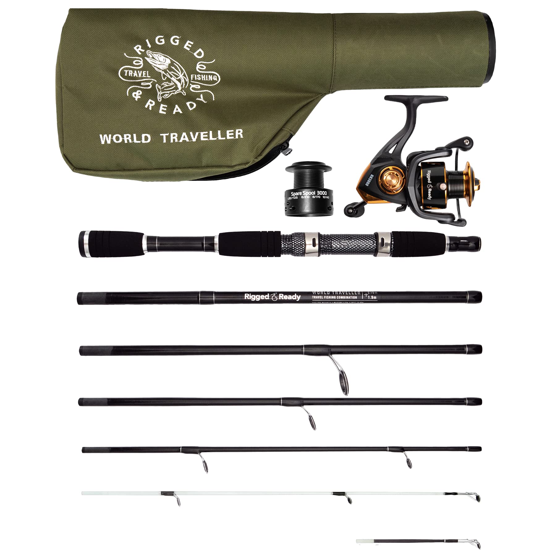 Buy RIGGED & READY PREMIUM TRAVEL ROD AND REEL SET travelling rod
