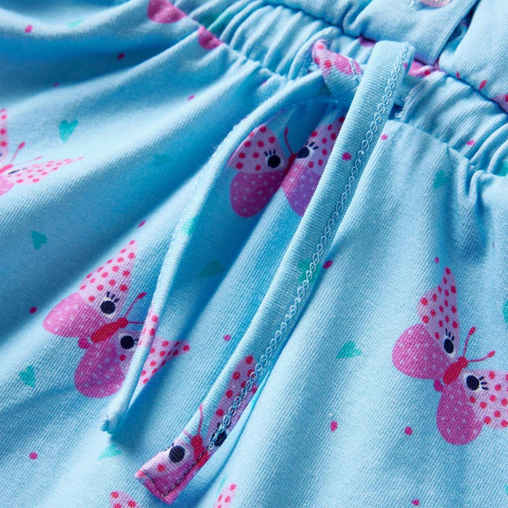 Vestido infantil niña azul verano sin mangas, algodón, volantes, botones, estampado de corazón y mariposa, adecuado para guardería, fiesta, cumpleaños, vacaciones, cómodo, transpirable