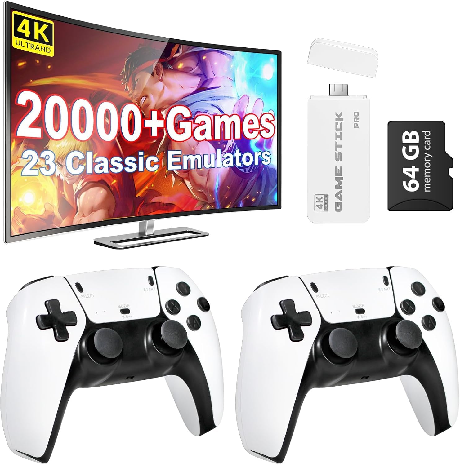 2025** Wireless Video Games for Tv Gaming, Retro Gaming Console with Game Stick 1080p HD Game Stick, Plug & Play TV Video Game Set for 2 Player with 10 Emulators 24000+ Games 2.4G Wireless