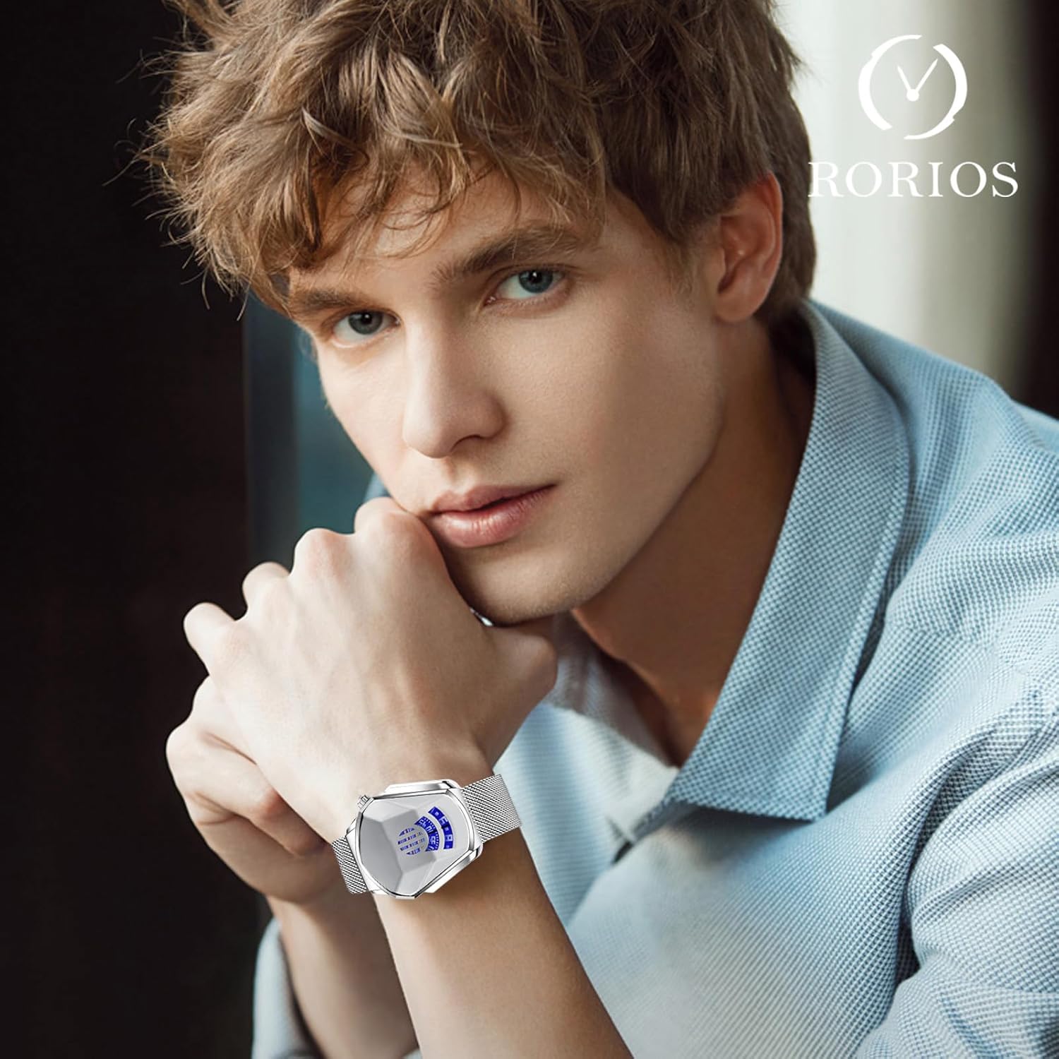 Man wearing RORIOS watch on wrist