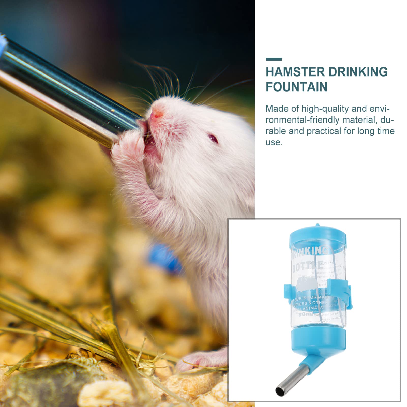 BCOATH Practical Leakproof 2 Pack Hamster Drinking Fountain Rabbit Ferret Water Dispenser for Pet Hydration