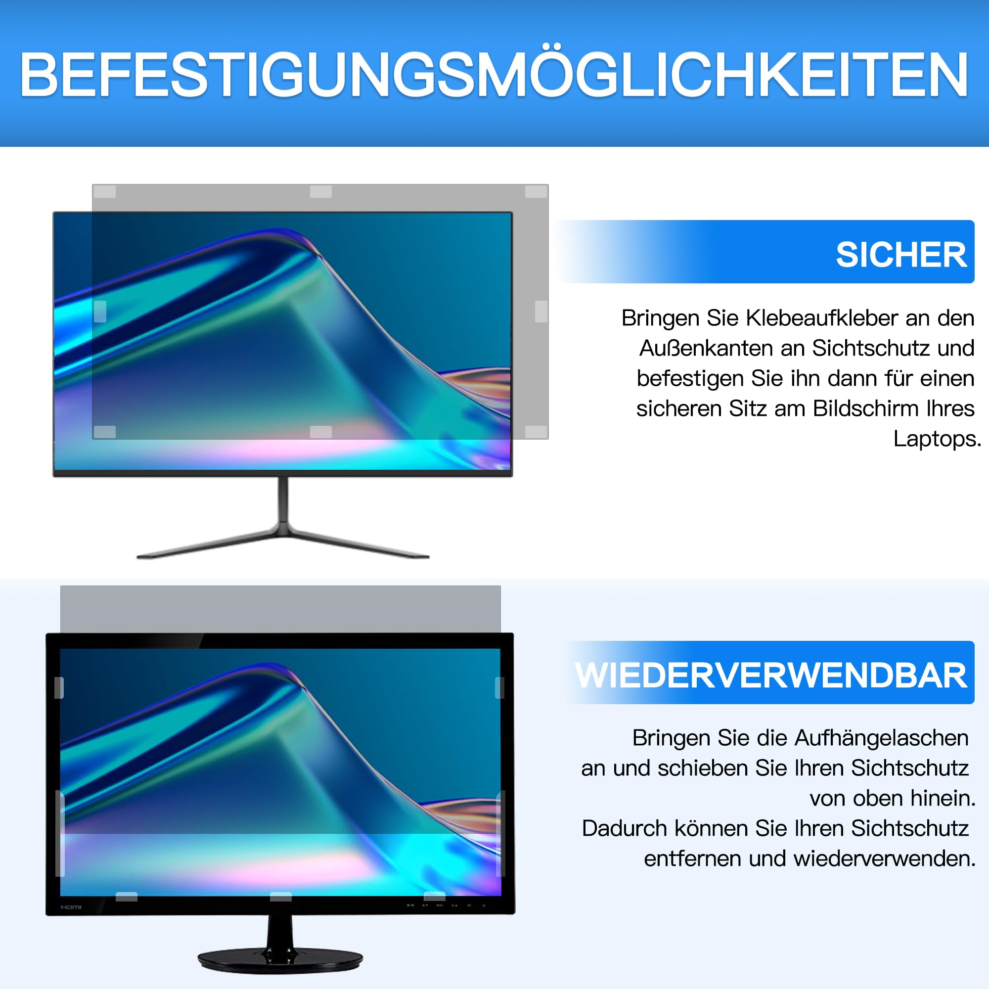 ZOEGAA Blickschutzfolie 27 Zoll 16:9 für Monitor(598 * 336 MM)