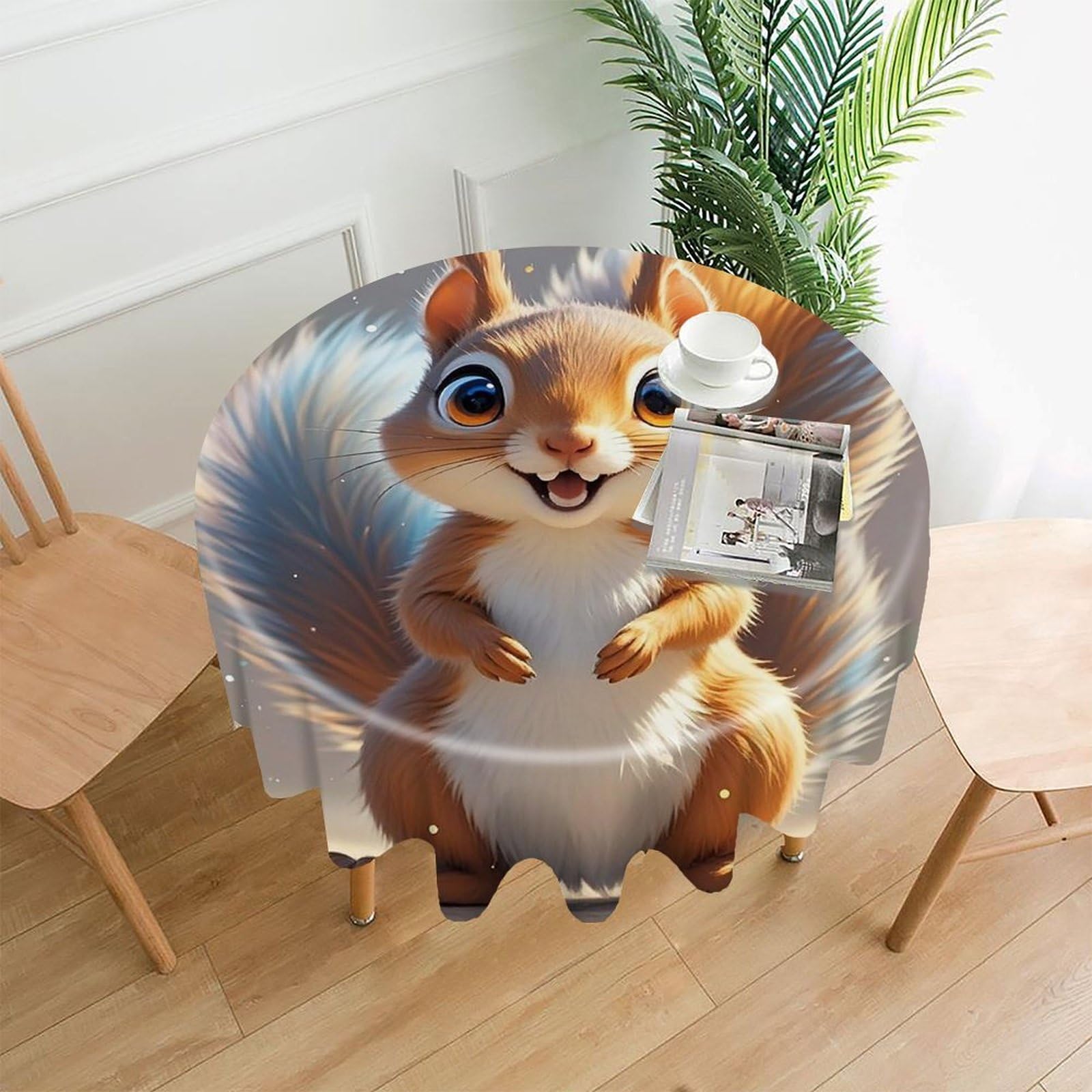 FekiLoot Squirrel Tablecloth Decorative Round Table Cloth Wrinkle Resistant Washable Circle Table Cover Round Tablecloth for Picnic Party Camping Dining 60 Inch