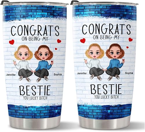 Miniatura 2 de Bff Gifts Ideas, Congrats On Being My Bestie You Lucky Bich Funny, vaso personalizado, regalos para mejor hermana, taza de viaje de acero inoxidable