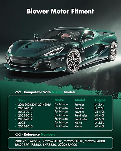 Vista 471 de SCITOO Motor de soplador de calentador con ventilador HVAC A/C motor de soplador para Infiniti EX35 2008-2012 /Nissan 350Z 2003-2007 /2011-2016