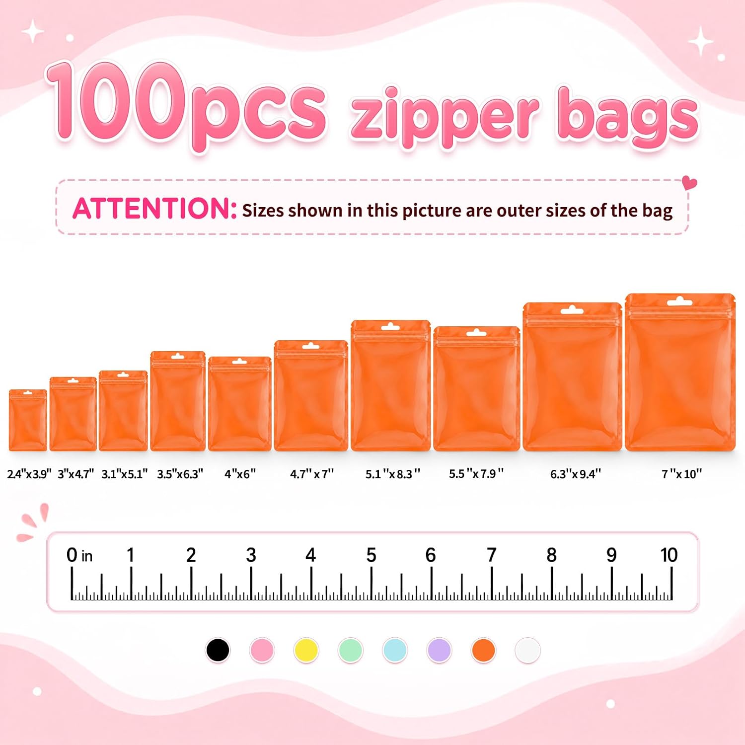 FUNFERY 100pcs Resealable Bag,Mylar Cute-Zip bag with Clear Front 3x4.7in image 5