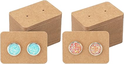 200 Earring Display Cards, Empty Kraft Paper Labels for Earrings and DIY Earrings, 2.5 x 3.5 cm, Brown