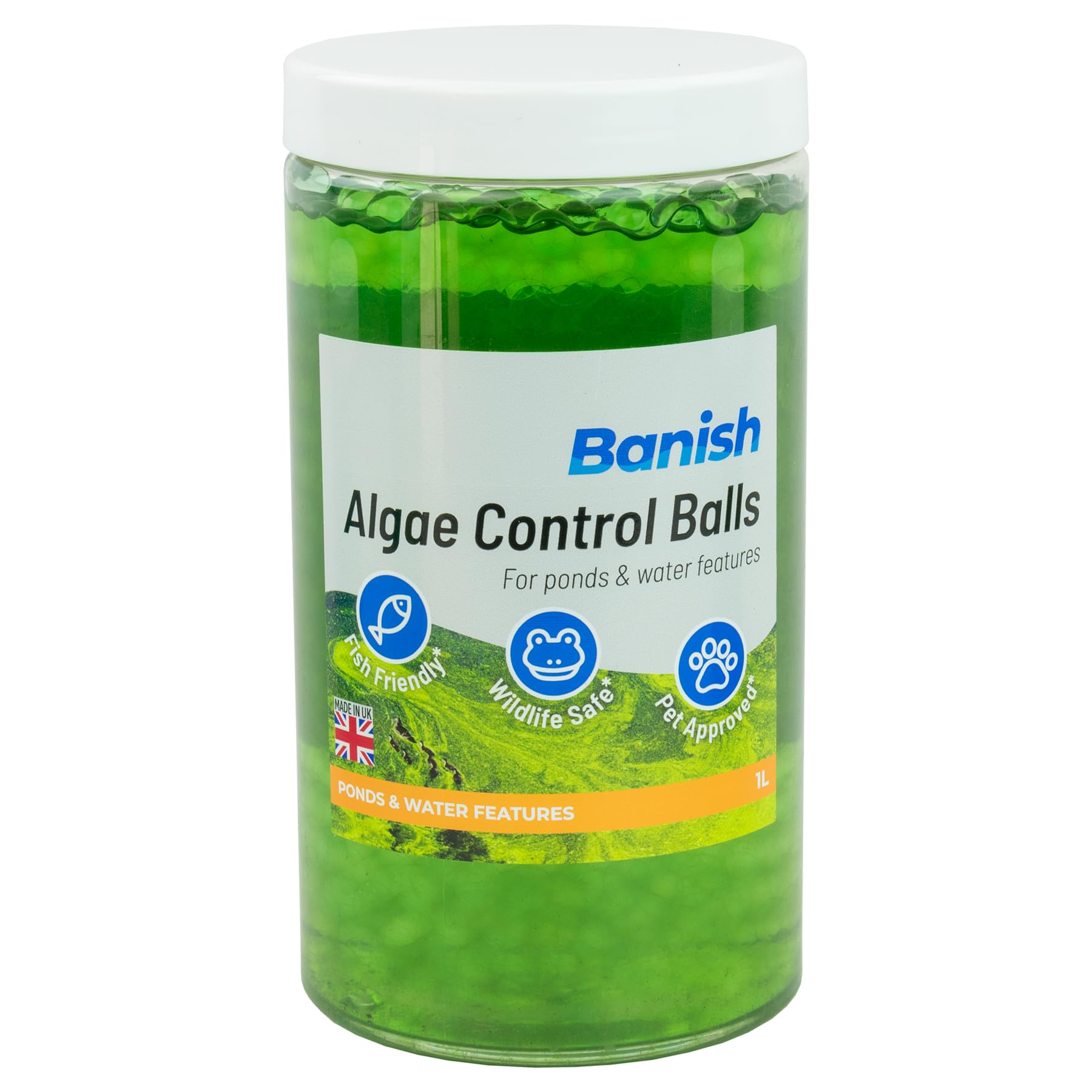 Pisces Banish 1L Algae Control Balls, Water Treatment for Ponds and Features Greenwater, Blanketweed & Duckweed Remover