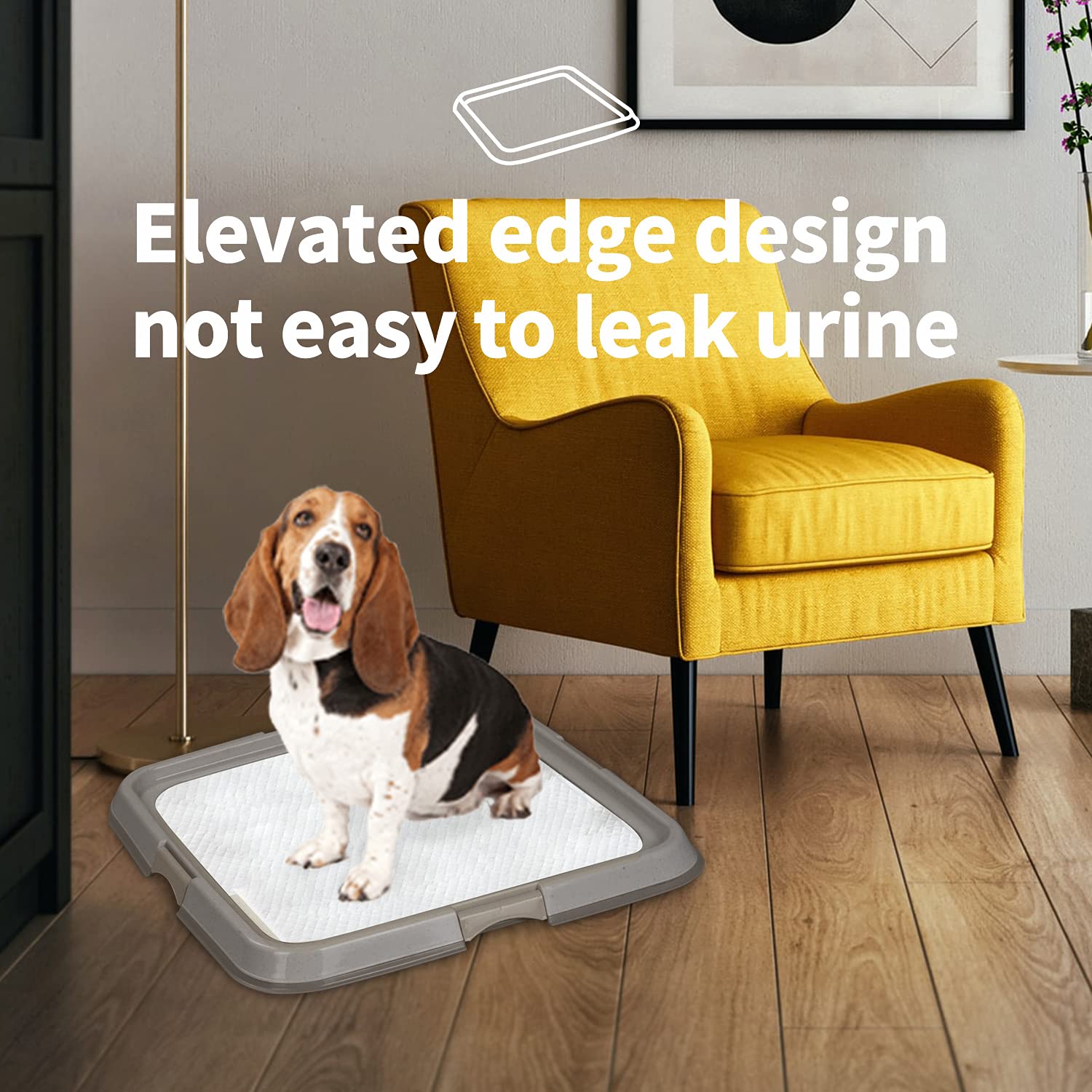 PAWISE Tapis de propreté d'intérieur pour chien, support portable pour animal domestique, bac à litière pour chats, chiots avec plateau, 49 x 36 cm