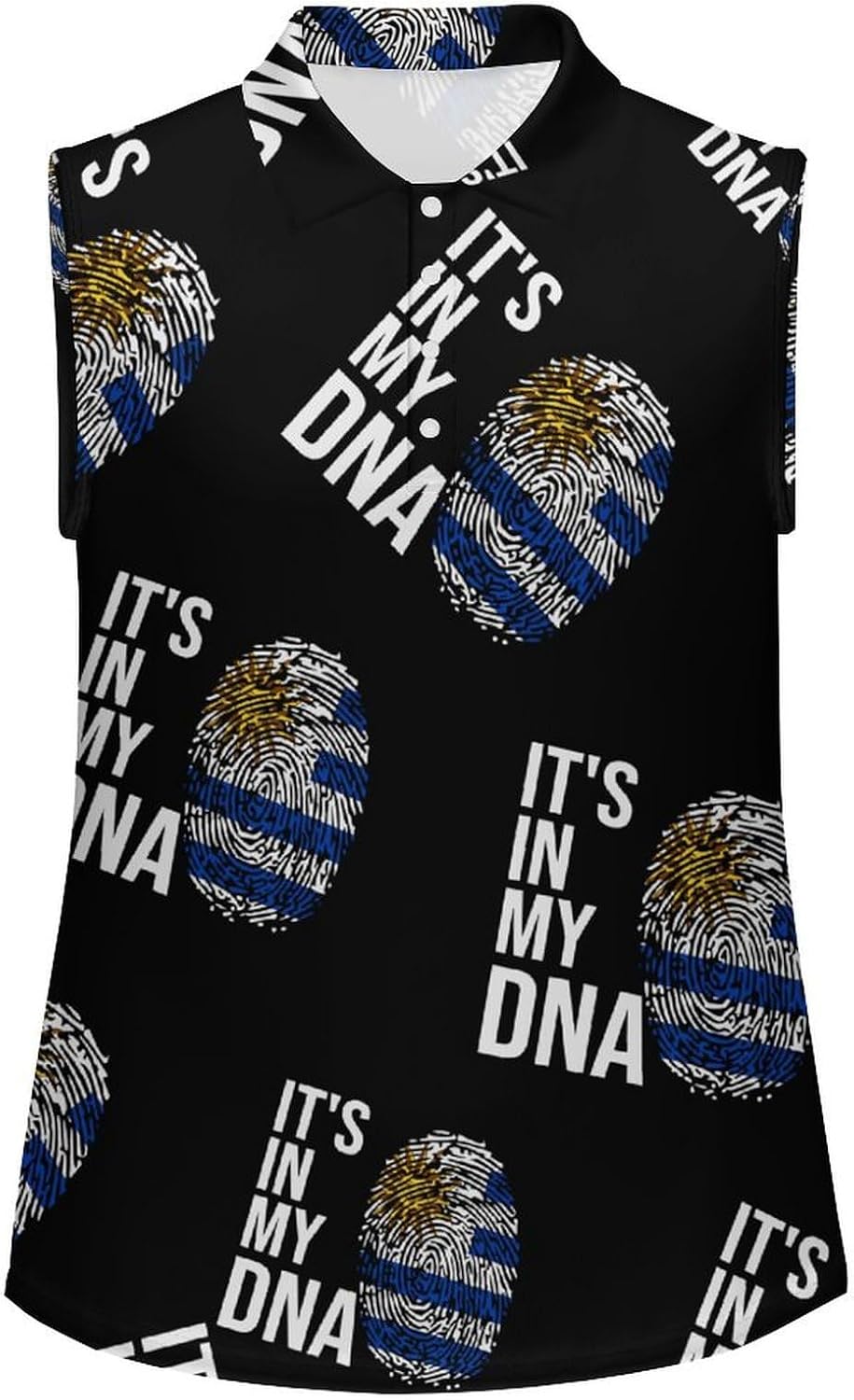 It's in My DNA Uruguay Flag Womens Golf Shirts Sleeveless Polo Shirts Collared Tank Tops