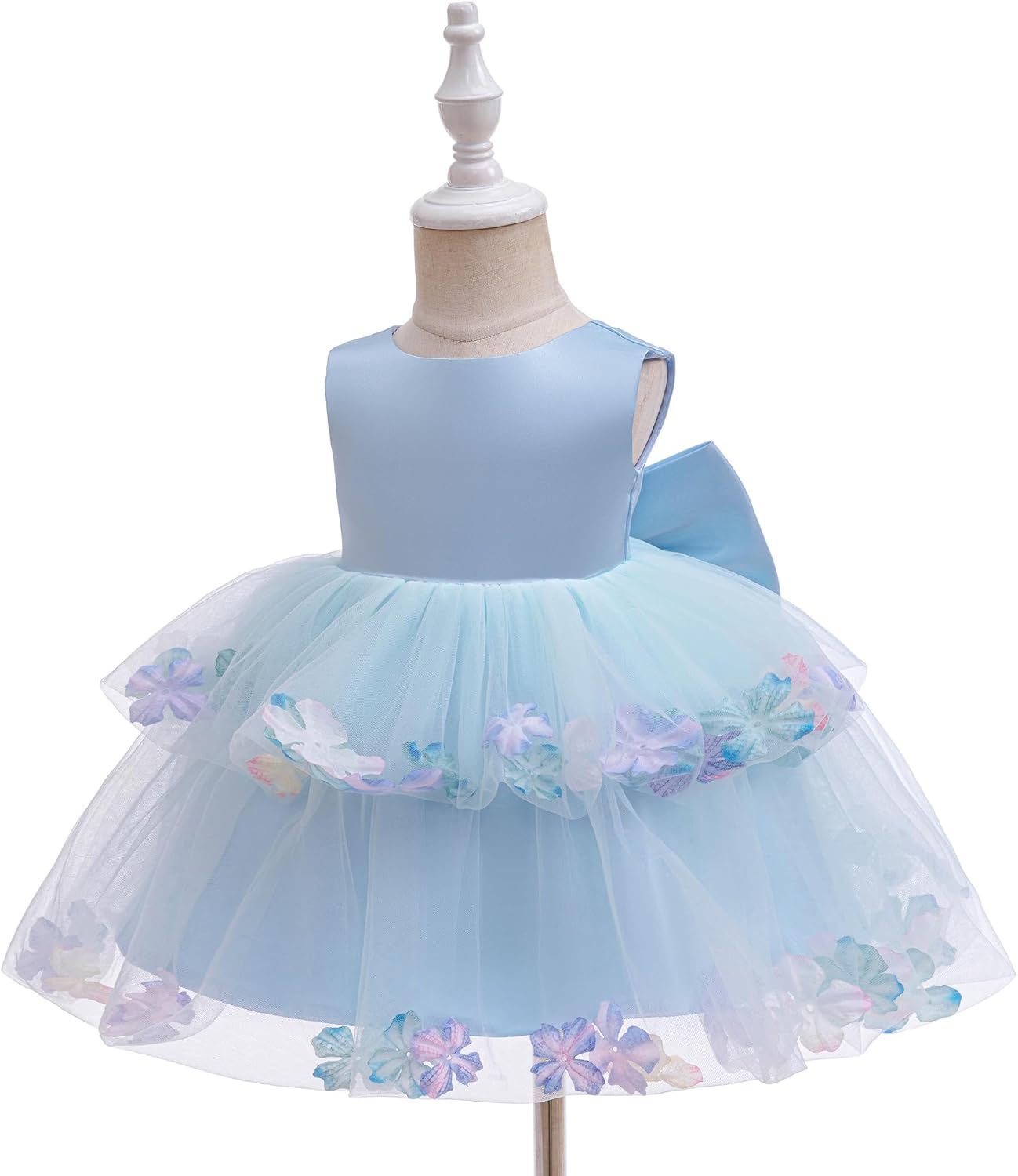 FGTWGS Baby Flower Girl Dress Wedding Bowknot V Back Infant Tulle Tutu Birthday Formal Party Dresses - Image 2