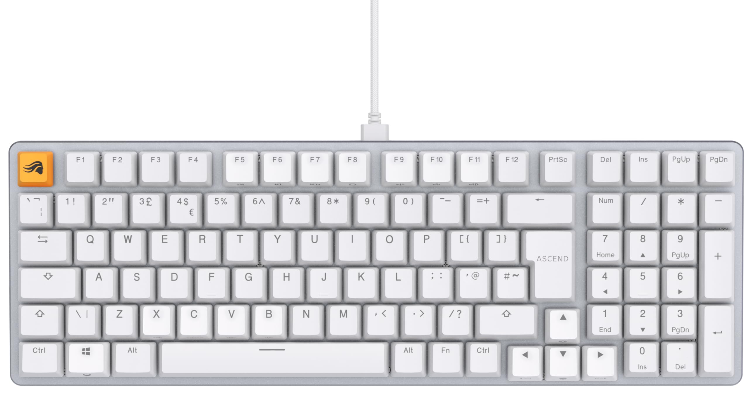 GLORIOUS Gaming GMMK 2 Full Size (96%) - Tastiera da gaming meccanica, struttura in alluminio, personalizzabile, tasti a doppia iniezione, Fox Switches, RGB, layout QWERTY inglese - Bianco