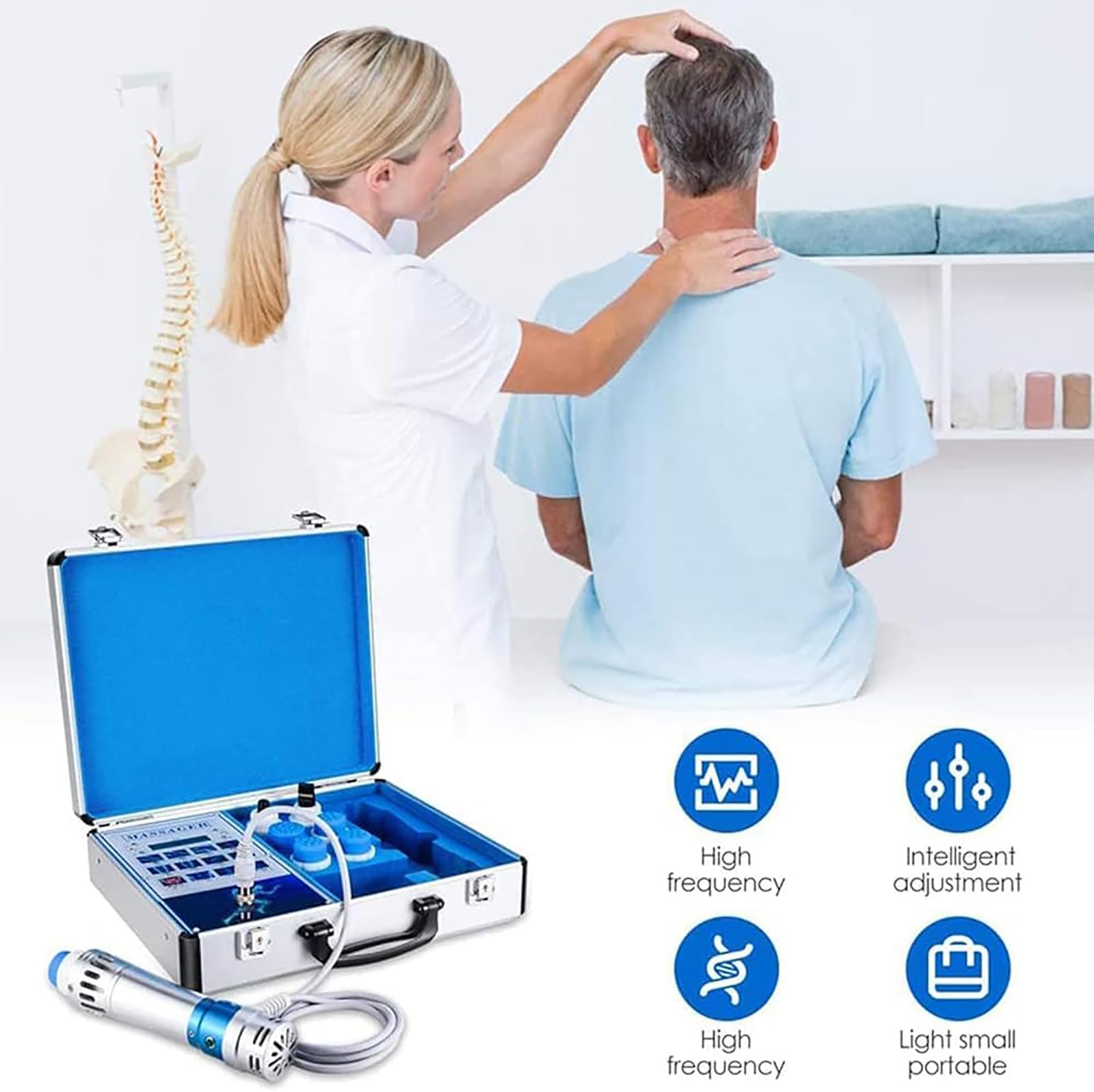Macchina Elettromagnetica a Onde D'urto, Macchina per Terapia con Onde D'urto con 7 Teste di Lavoro, Migliora L'elasticità della Pelle, La Salute E La Sicurezza, per Alleviare Il Dolore