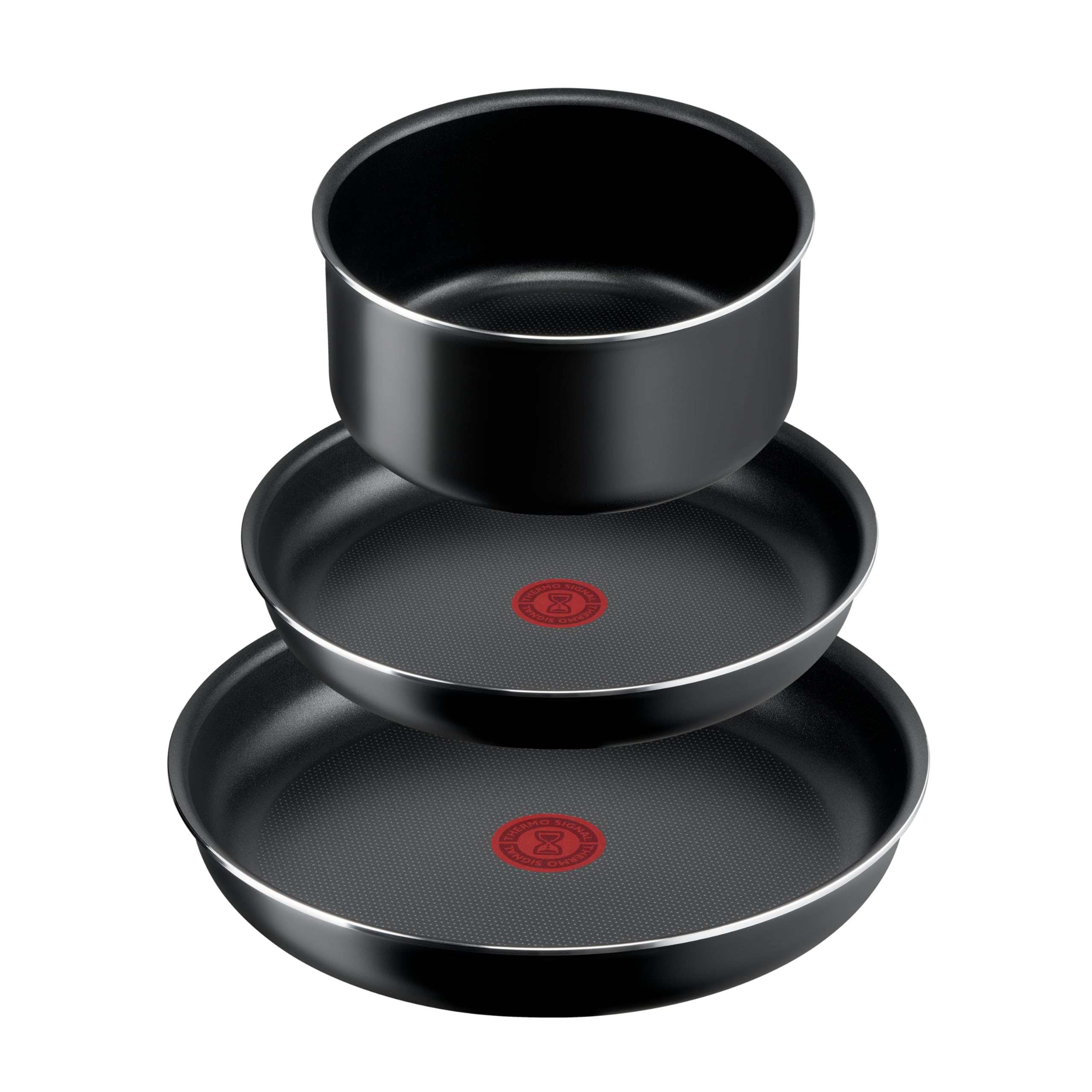 Tefal Ingenio Set di 7 utensili da cucina, padelle e coperchio ermetico, pelapatate, coltello da ufficio, manico rimovibile, design impilabile, compatibile con lavastoviglie, Essential L1549002