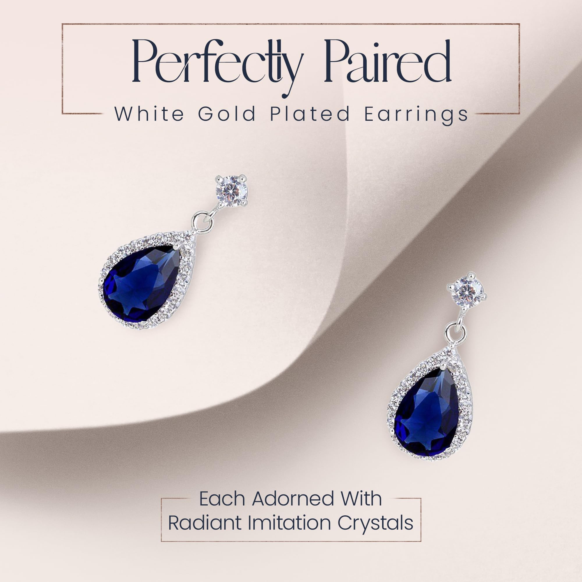 Crystalline Azuria Juegos de Joyas Lágrima para Mujeres y Niñas Joyería Boda Juegos de Joyas con Collar y Pendientes para Esposa Novia