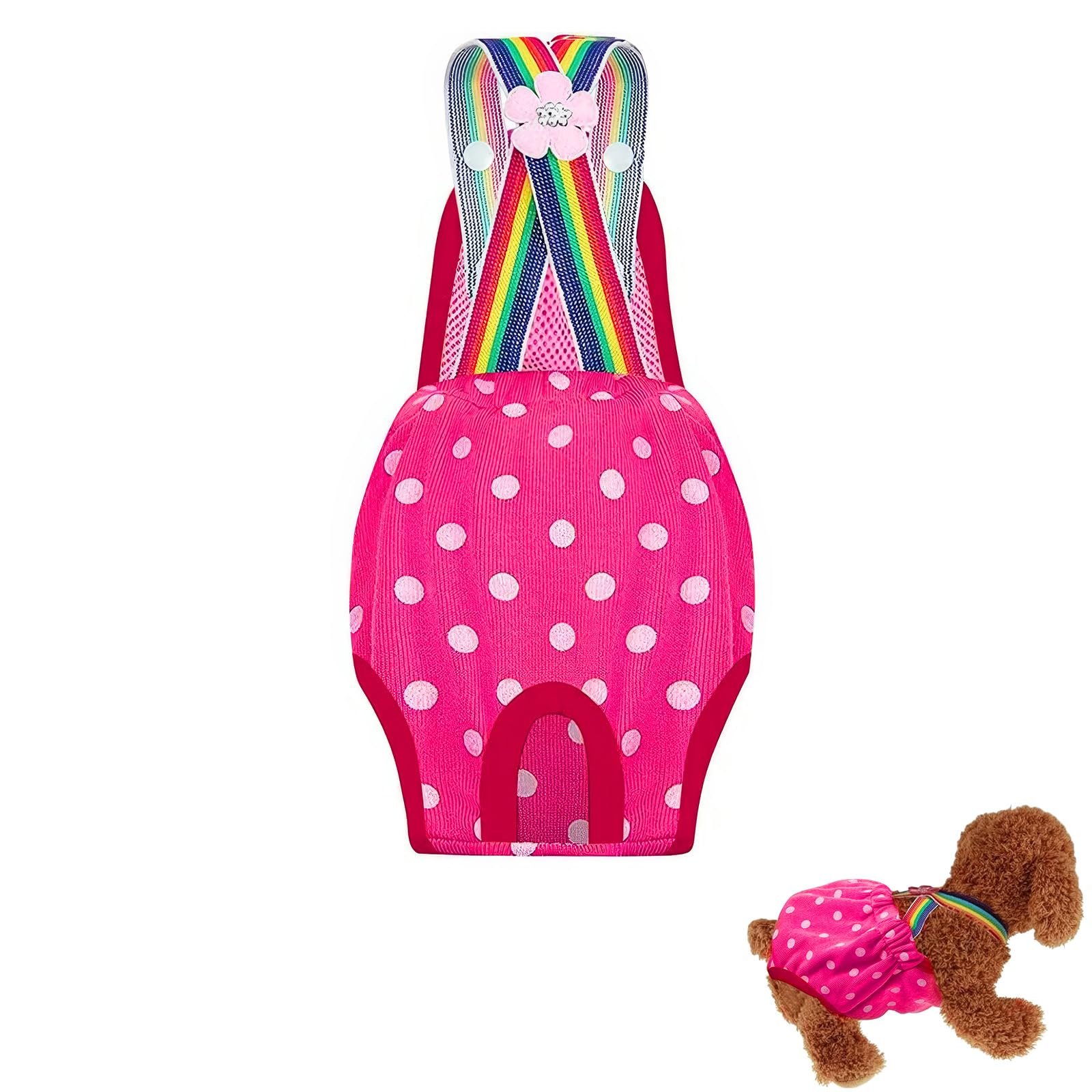 DHWEKU Pantalones Higiénicos para Pequeño Perros Sanitaria Ropa Interior Pantalones de Tirantes Pañales Fisiológicos Menstruales Bragas