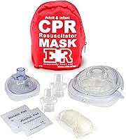 EverReadyFirstAid Adult & Infant CPR Mask Combo Kit with One-Way Valves, Gloves & Pads - Portable Red Emergency Pouch