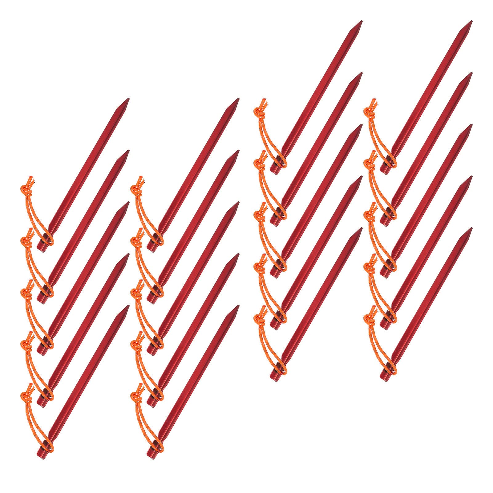 Picchetti per Tende da 20 Pezzi Resistenti da 9,1" in Alluminio con Corde per Tettoia da Campeggio, Picchetti a V per Esterni Antivento per Tende, Teloni, Ancoraggi da Giardino (rosso)