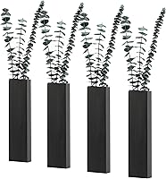 Rmeosye 4 Pack Rustic Wood Wall Planters - Hanging Wooden Plant Holders for Artificial Flowers, Farmhouse Wall Decor Black (11.8")