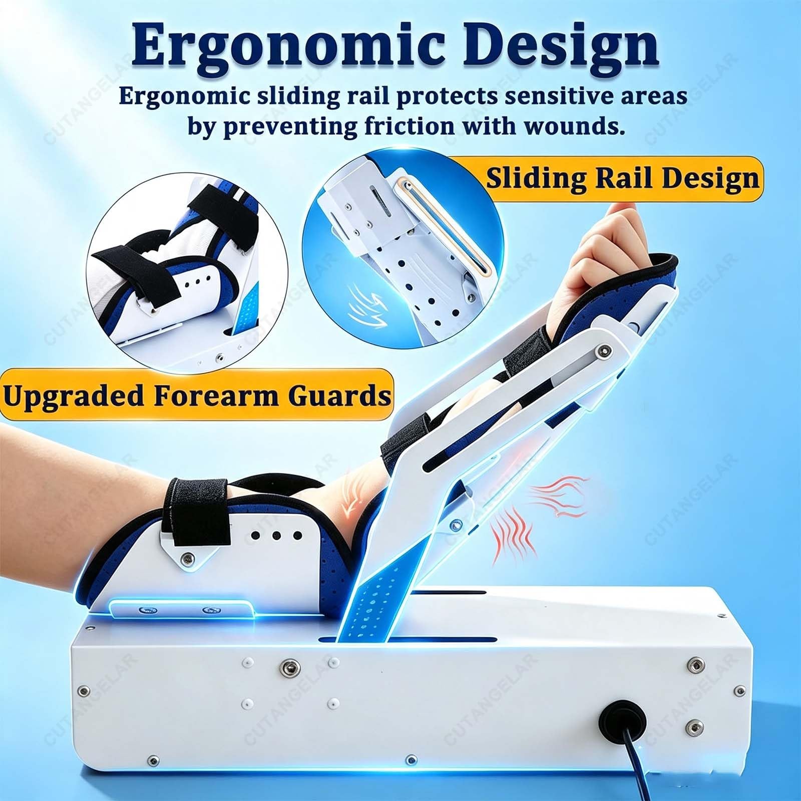 Máquina De Fisioterapia Para Codo, Dispositivo Eléctrico De Rehabilitación | De Brazo Con Soporte Ajustable Para El Codo, Dispositivo De Rehabilitación De Brazo Con Riel Deslizante, 6 Ajustes
