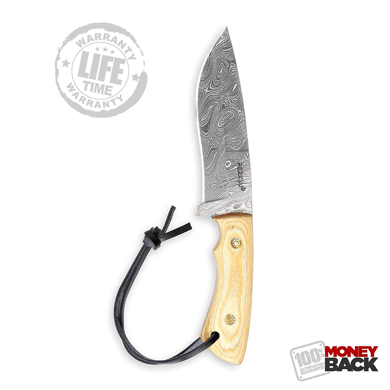 Cuchillo de caza – Cuchillo de caza hecho a mano de Damasco de espiga completa – obra de arte