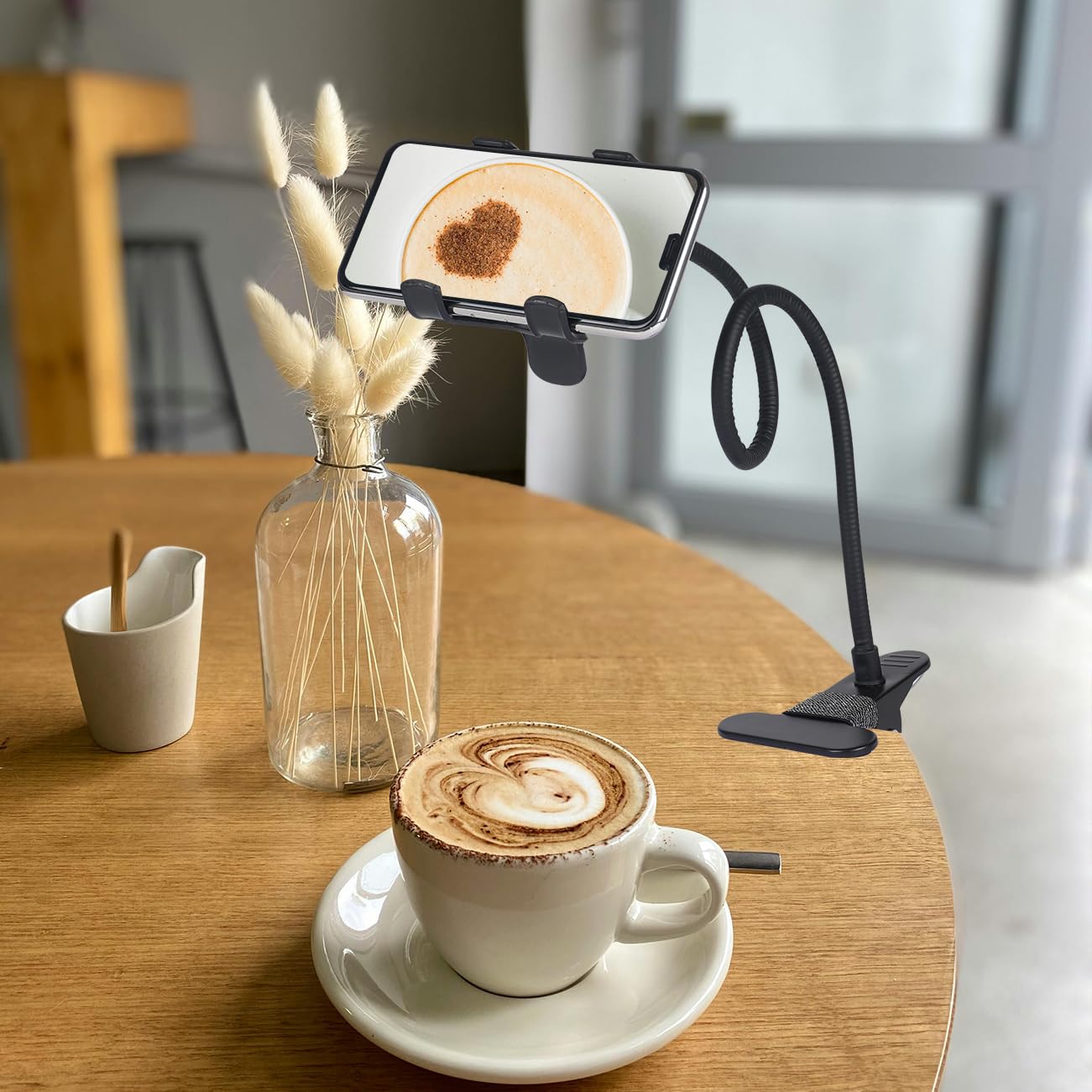 Soporte de cuello de cisne para teléfono celular, soporte universal perezoso flexible de brazo largo para cama, soporte de teléfono móvil de escritorio ajustable de 360 grados para todos los