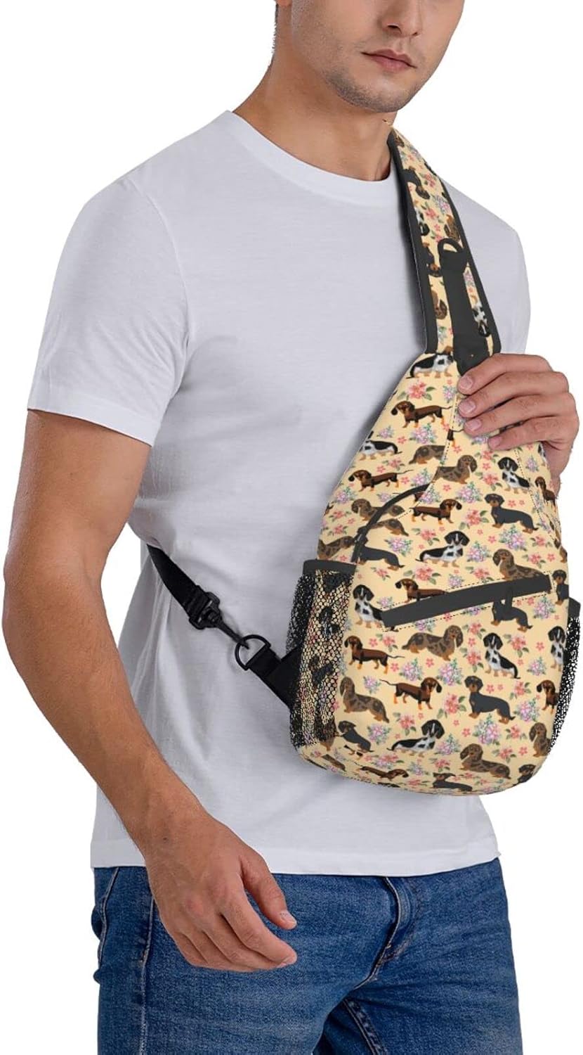 Dachshund Sausage Dogs Sling Daypacks Crossbody Backpack Chest Bag Lightweight Shoulder Bag Travel Hiking Cycling For Men Women - Image 7