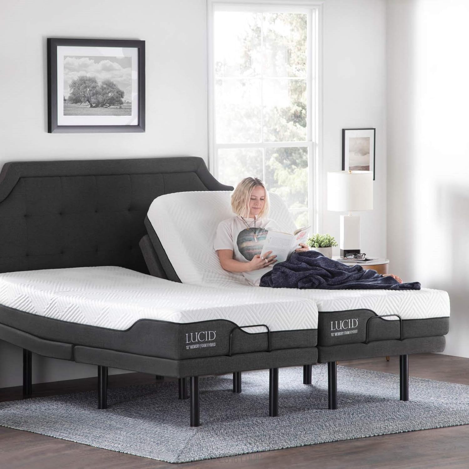 LUCID L300 Adjustable Bed Base with LUCID 10 Inch Memory