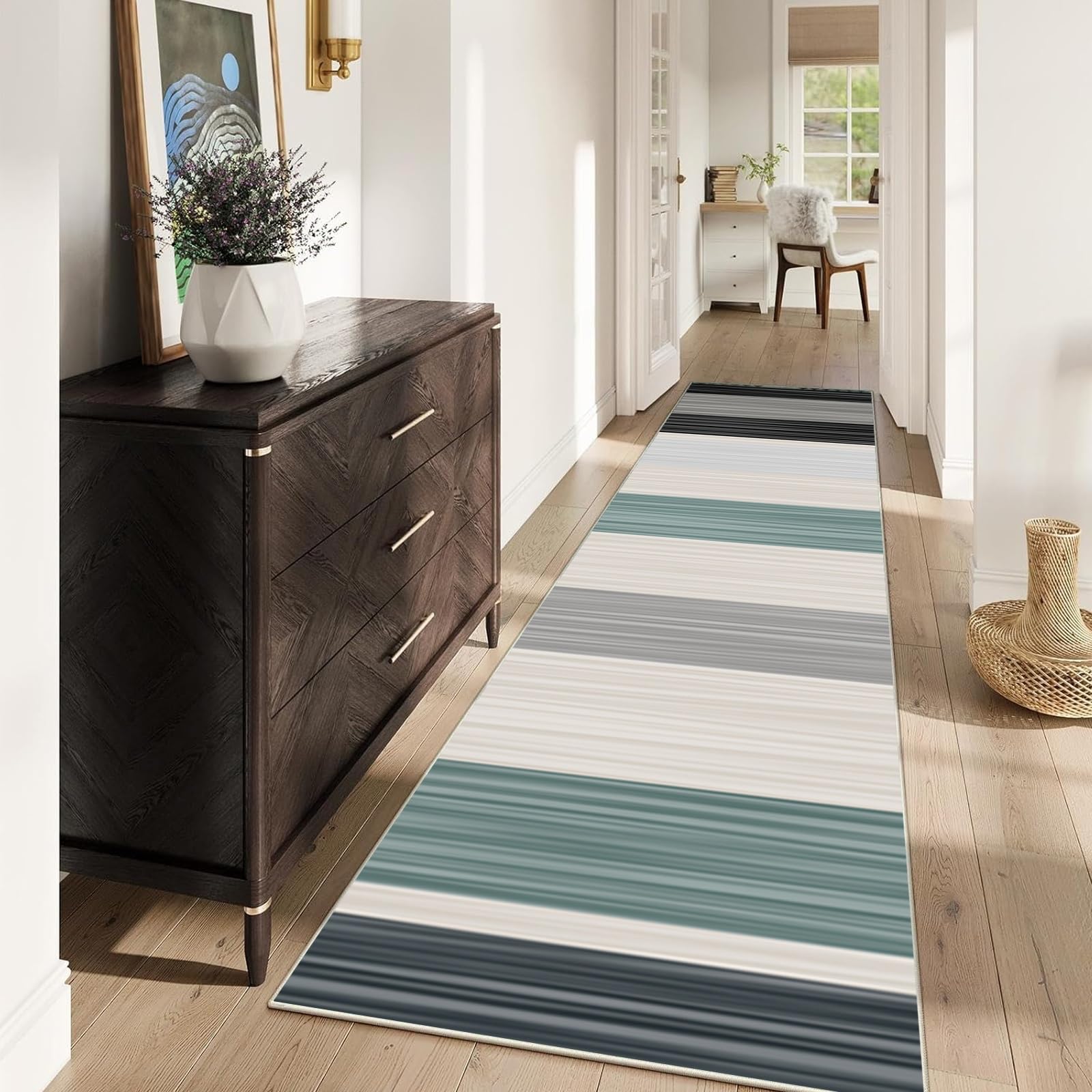 YUANZHI Alfombras de Pasillo 70 x 250 cm Secado rápido, Facil Limpieza Alfombra Vinilica Tapete Cocina con Respaldo de Goma, para Cocina, Pasillo, Aseo, dormitorios, I