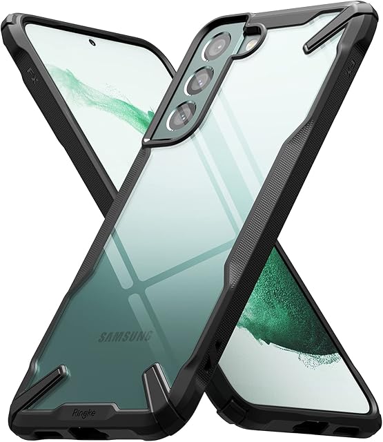 Ringke Fusion-X Compatible with Samsung Galaxy S22 5G Case (2022), Clear Hard Back with Shockproof Enhanced Side Protective Bumper Phone Cover for S22 6.1-Inch - Black