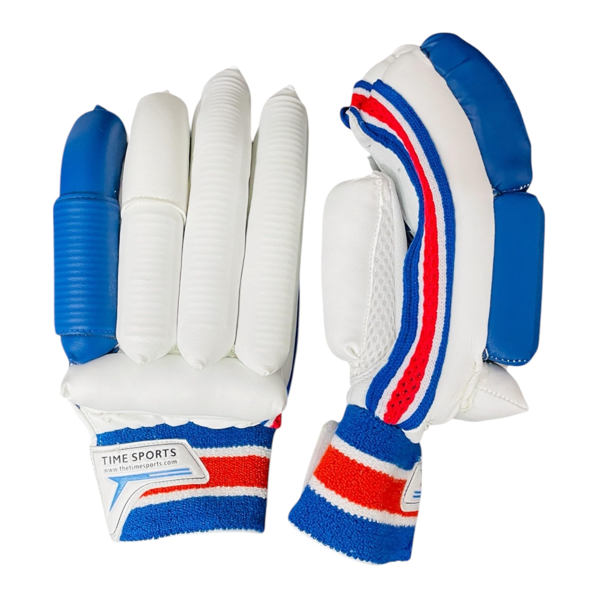 Time Sports VK Edition Cricket Batting Gloves – Lovlorn White, Premium Sheep Leather Palm, Full-Coverage Padding, Breathable Mesh Panels, Lightweight (Men)-image-22