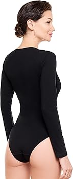 Evoni Body A Maniche Lunghe In Cotone Con Scollo A V - Nero Taglia M (38/UK10) - Intimo O Capo Esterno