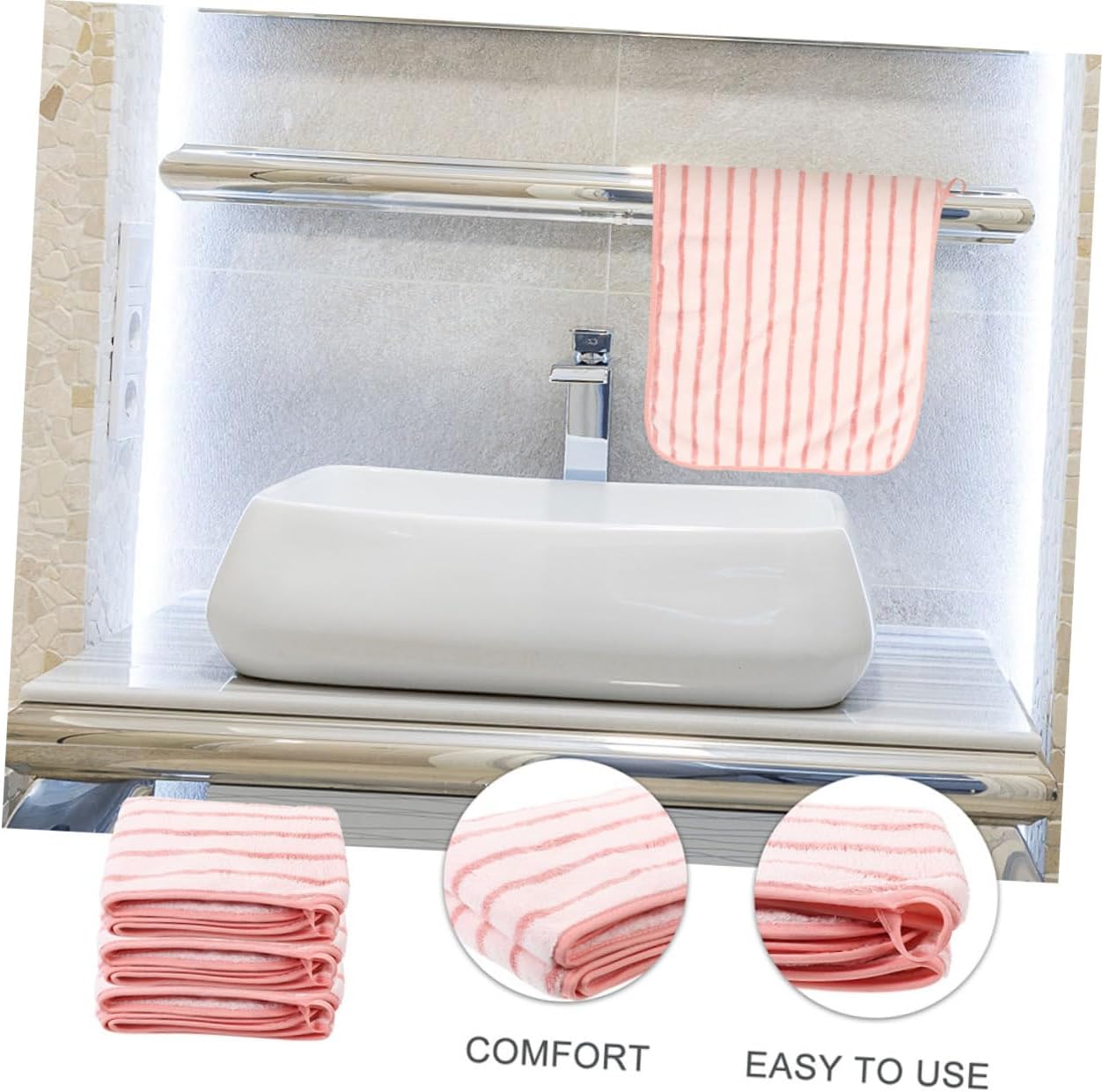 Amosfun 12pcs Spa Bath Towels Coral Fleece Washcloths Soft Absorbent Face Towels Hotel Detach No Fading Deformation