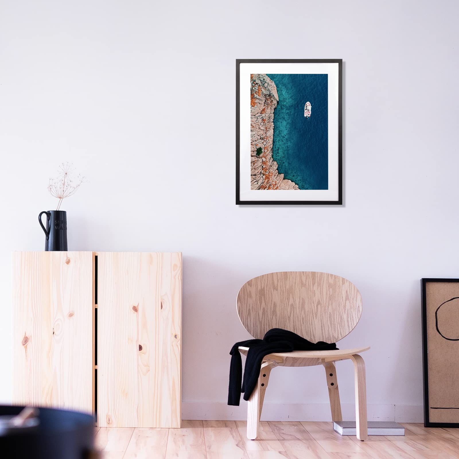 Cadre photo format A1 (59,4 x 84 cm) - Cadre en bois - Avec verre acrylique plexi - Pour images, posters, photos - Noir - 59,4 x 84,1 cm (A1))