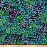 Textile Creations Indian Batik Abstract Fabric by the Yard, Blue/Purple/Teal