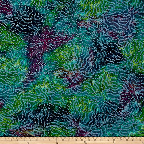 Textile Creations Blue/Purple/Teal Indian Batik Abstract Fabric by The Yard