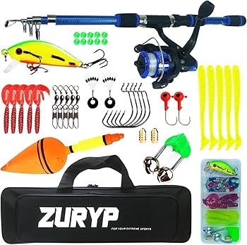 Sougayilang Kit Canna da Pesca per Bambini con Bobina telescopica, Completa, per Ragazzi e Adulti-Orange
