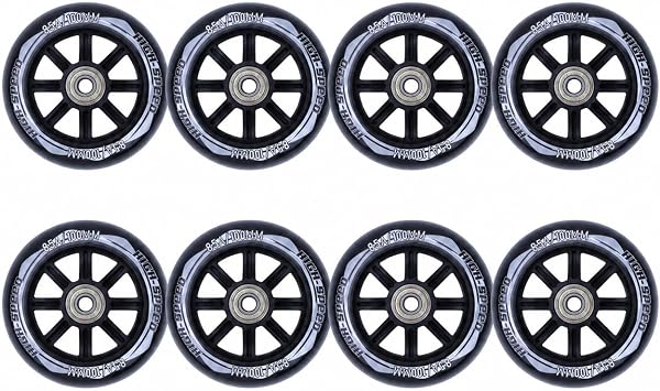 8 Pack Inline Skate Wheels 90mm 100mm 85A Inline Replacement Skate Wheels with ABEC-9 Bearings Smooth Quiet Wear Resistant for Speed Skating, Recreational Indoor Outdoor Black,90mm