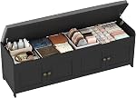 HOMEFORT Shoe Bench,31.5 Inches Shoe Storage Bench for Entryway,3 Tiers Shoe Rack Bench for Front Door Entrance, Industrial Entry Bench with Mesh Shelves and Boot Storage, Rustic Brown