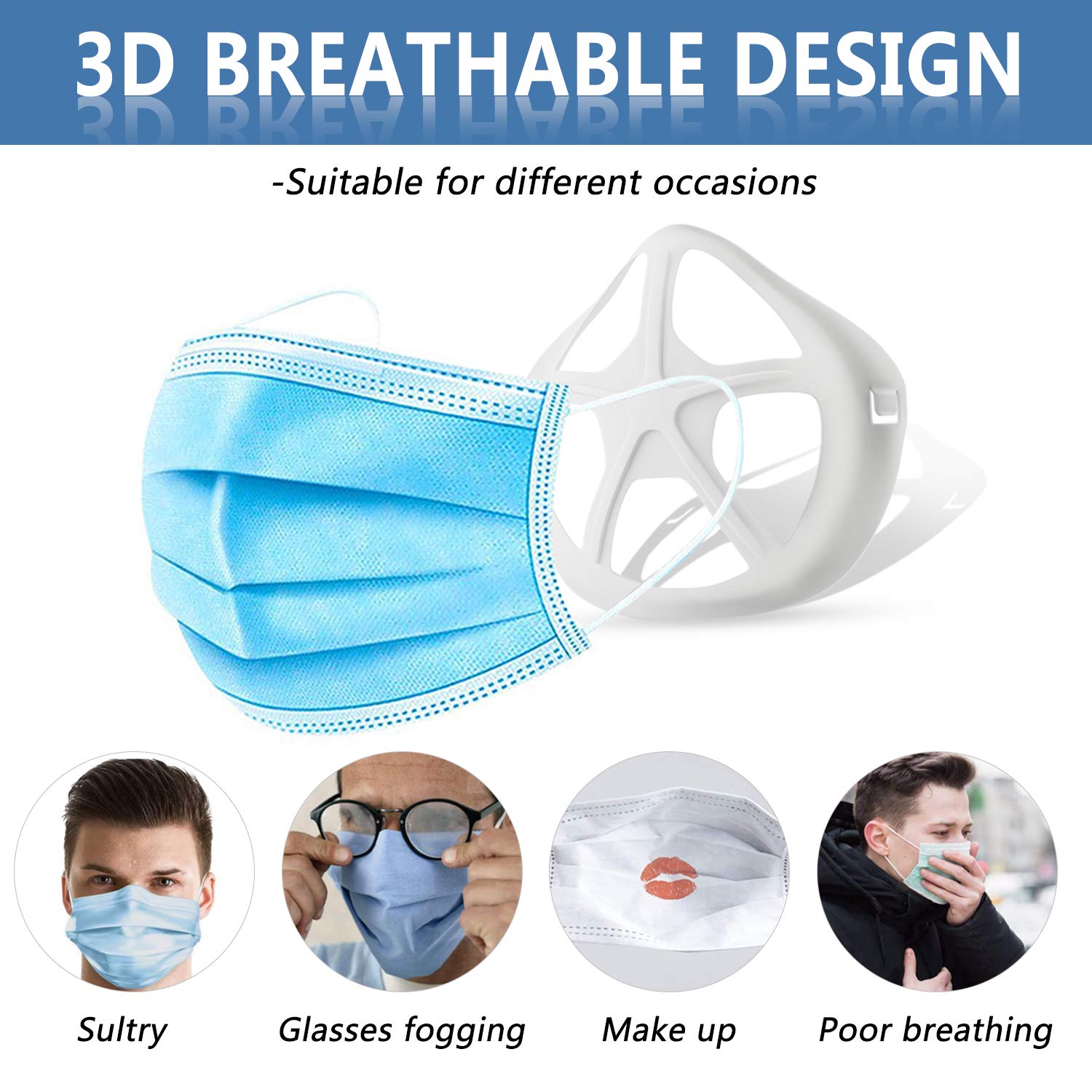 OCEANTREE 3D Mask Bracket Inner Support Frame for Face Mask Protect Lipstick, More Space Nose Protection Stand Holder Cool Smoothly Breathing Mask Guards for Under Mask Mask Accessories