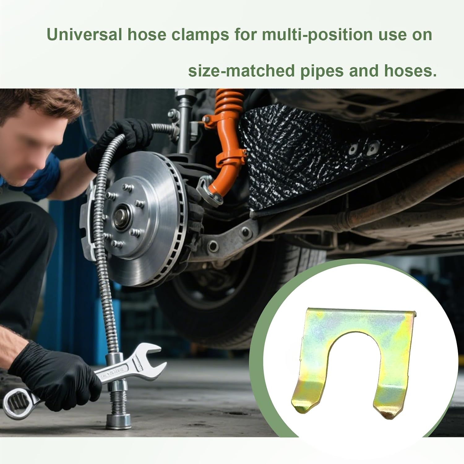 15 Pieces U-Shaped Metal Brake Line Clips Retainers, Brake Hose Bracket, Parking Brake Cable Clip, Hose Retaining Clip and Lock Replacement for Car, Truck Vehicle Parts